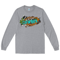 Heather Grey western cowboy and hat with cactus and cowhide Long Sleeve Tee - Artiststas