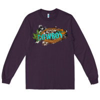 Plum western cowboy and hat with cactus and cowhide Long Sleeve Tee - Artiststas
