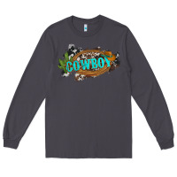 Smoke western cowboy and hat with cactus and cowhide Long Sleeve Tee - Artiststas