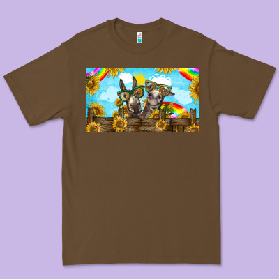 2 Donkeys Sunflower Premium Tee Designed By Barkaloodesign