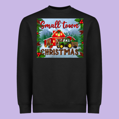 Small Town Christmas Mousepad Heavyweight Sweatshirt Designed By Bundleandbundleshop