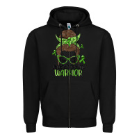 Black messy bun mental health warrior Zipper Hoodie - MaliasSmallBusiness