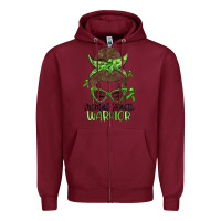 Burgundy messy bun mental health warrior Zipper Hoodie - MaliasSmallBusiness