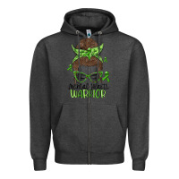 Charcoal Heather messy bun mental health warrior Zipper Hoodie - MaliasSmallBusiness
