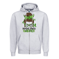 Heather Grey messy bun mental health warrior Zipper Hoodie - MaliasSmallBusiness