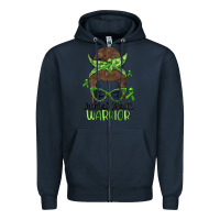 Navy messy bun mental health warrior Zipper Hoodie - MaliasSmallBusiness