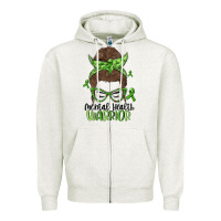 Oatmeal Heather messy bun mental health warrior Zipper Hoodie - MaliasSmallBusiness