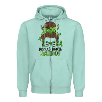 Seafoam messy bun mental health warrior Zipper Hoodie - MaliasSmallBusiness