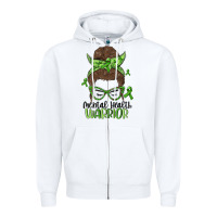 White messy bun mental health warrior Zipper Hoodie - MaliasSmallBusiness