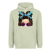 Messy Bun Mom And Pink Leopard Sunglasses Heavyweight Hoodie | Teevron