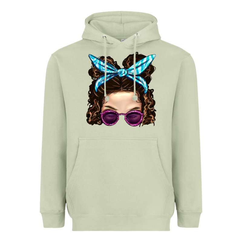 Messy Bun Mom And Pink Leopard Sunglasses Heavyweight Hoodie by BundleAndBundleShop | Teevron