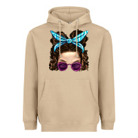 Mushroom Messy Bun Mom And Pink Leopard Sunglasses Heavyweight Hoodie - BundleAndBundleShop