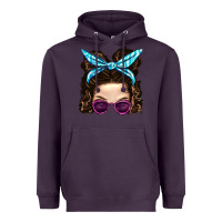 Plum Messy Bun Mom And Pink Leopard Sunglasses Heavyweight Hoodie - BundleAndBundleShop