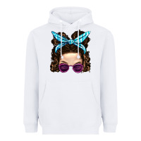 White Messy Bun Mom And Pink Leopard Sunglasses Heavyweight Hoodie - BundleAndBundleShop