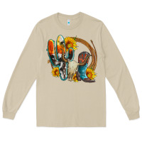 Mushroom western cactus bullskull and boots with sunflowers and serape leopard Long Sleeve Tee - Artiststas