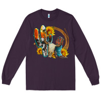 Plum western cactus bullskull and boots with sunflowers and serape leopard Long Sleeve Tee - Artiststas
