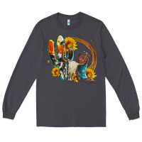 Smoke western cactus bullskull and boots with sunflowers and serape leopard Long Sleeve Tee - Artiststas