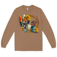 Toasted Coconut western cactus bullskull and boots with sunflowers and serape leopard Long Sleeve Tee - Artiststas