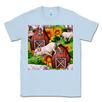 Dusty Blue Mama And Baby Pig Classic Tee - BundleAndBundleShop