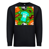Black soccer ball uniform and shoes seamless pattern Premium Sweatshirt - BundleAndBundleShop