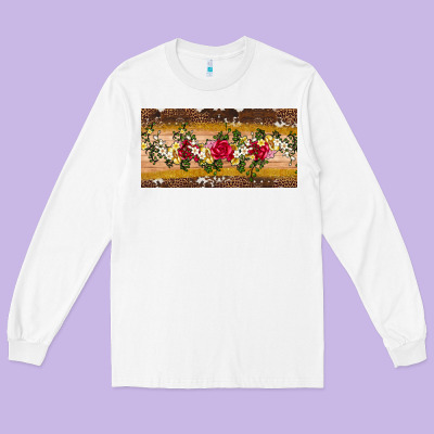Western  Leopardfloral Licanse Plate Long Sleeve Tee Designed By Artiststas