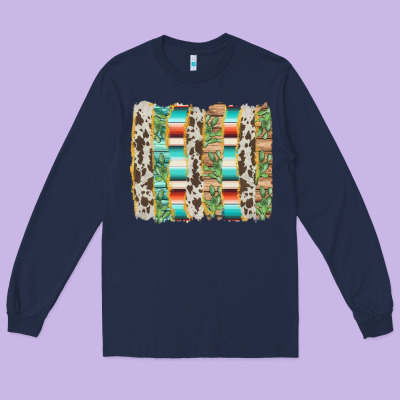 Western Brushstroke Long Sleeve Tee Designed By Adodesignshop