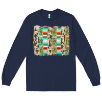 Navy western brushstroke Long Sleeve Tee - AdoDesignShop