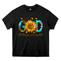 Black with god all things possible Heavy Core Tee - RanaPortraitStore
