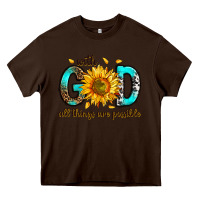 Chocolate Brown with god all things possible Heavy Core Tee - RanaPortraitStore