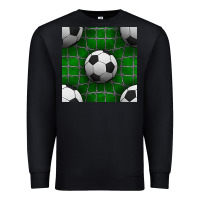 Black soccer ball with goal nets seamless pattern Premium Sweatshirt - BundleAndBundleShop