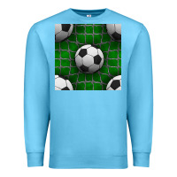 Ocean Blue soccer ball with goal nets seamless pattern Premium Sweatshirt - BundleAndBundleShop