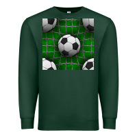 Sports Green soccer ball with goal nets seamless pattern Premium Sweatshirt - BundleAndBundleShop