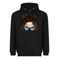 Black Messy Bun Mom And Glitter Glasses Heavyweight Hoodie - BundleAndBundleShop