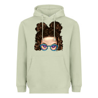 Matcha Messy Bun Mom And Glitter Glasses Heavyweight Hoodie - BundleAndBundleShop