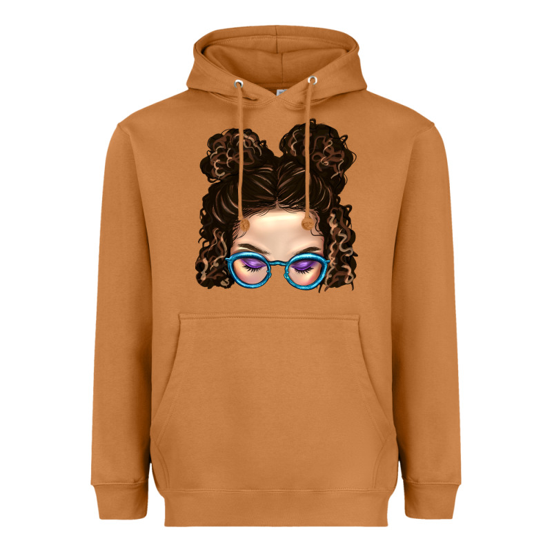 Messy Bun Mom And Glitter Glasses Heavyweight Hoodie by BundleAndBundleShop | Teevron