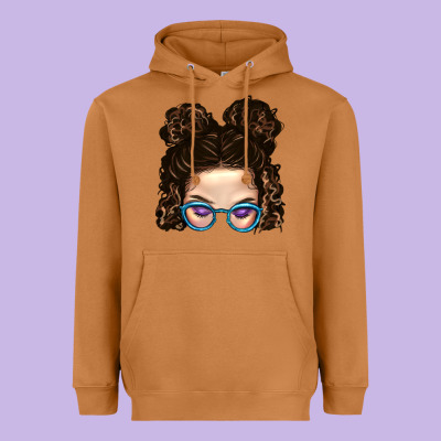 Messy Bun Mom And Glitter Glasses Heavyweight Hoodie Designed By Bundleandbundleshop