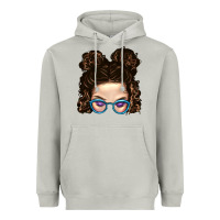 Moon Dust Messy Bun Mom And Glitter Glasses Heavyweight Hoodie - BundleAndBundleShop