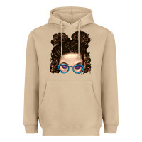Mushroom Messy Bun Mom And Glitter Glasses Heavyweight Hoodie - BundleAndBundleShop
