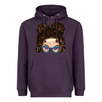 Plum Messy Bun Mom And Glitter Glasses Heavyweight Hoodie - BundleAndBundleShop