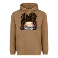 Toasted Coconut Messy Bun Mom And Glitter Glasses Heavyweight Hoodie - BundleAndBundleShop