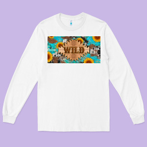 Western Wild And Sunflower Leopard Turquoise Cowhide Licanse Plate Long Sleeve Tee Designed By Artiststas