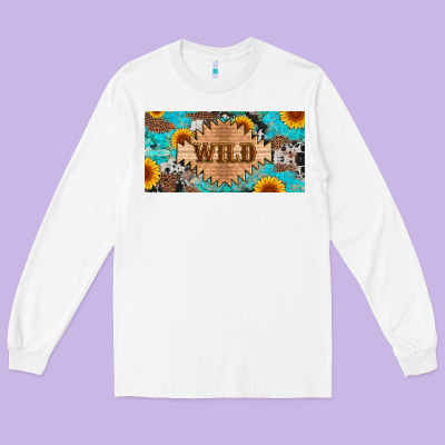 Western Wild And Sunflower Leopard Turquoise Cowhide Licanse Plate Long Sleeve Tee Designed By Artiststas