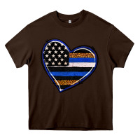 Chocolate Brown police heart Heavy Core Tee - RanaPortraitStore
