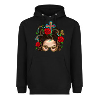 Black Messy Bun Mom Faith And Rose Heavyweight Hoodie - BundleAndBundleShop