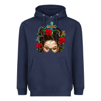 Navy Messy Bun Mom Faith And Rose Heavyweight Hoodie - BundleAndBundleShop