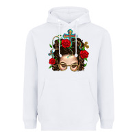 White Messy Bun Mom Faith And Rose Heavyweight Hoodie - BundleAndBundleShop