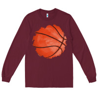 Burgundy basketball patch Long Sleeve Tee - AdoDesignShop