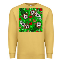 Antique Gold soccer gnomes and hearts seamless pattern Premium Sweatshirt - BundleAndBundleShop