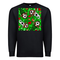 Black soccer gnomes and hearts seamless pattern Premium Sweatshirt - BundleAndBundleShop