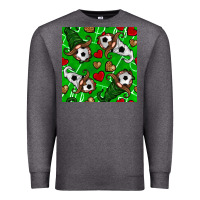 Charcoal Heather soccer gnomes and hearts seamless pattern Premium Sweatshirt - BundleAndBundleShop